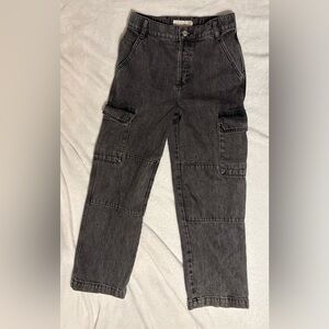 Barely Worn Charcoal Wash Size 26 High Waist Baggy Cargo Jeans By TopShop